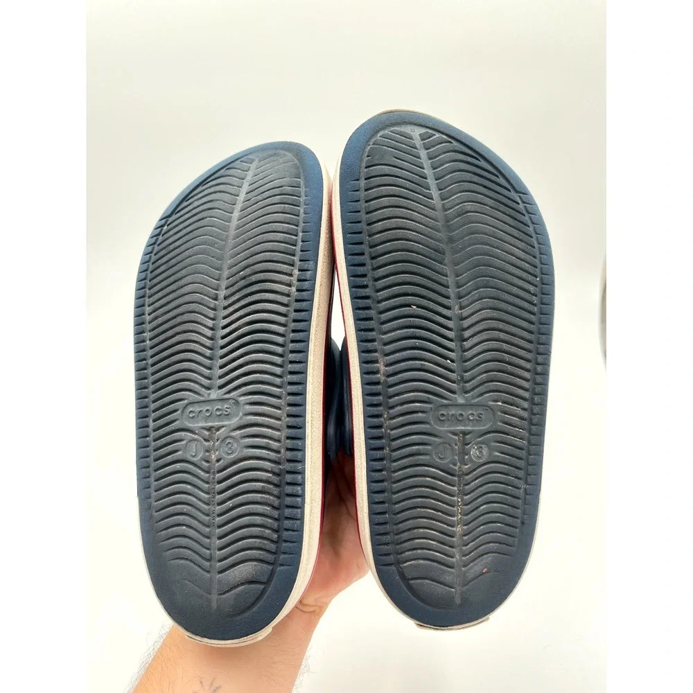 Crocs Off Court Kids Size 3 Sport Clog Blue White Round Toe Casual Slip On Shoes